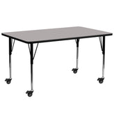 Wren Mobile 30''W x 72''L Rectangular Grey HP Laminate Activity Table - Standard Height Adjustable Legs