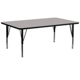 Wren 30''W x 72''L Rectangular Grey HP Laminate Activity Table - Height Adjustable Short Legs