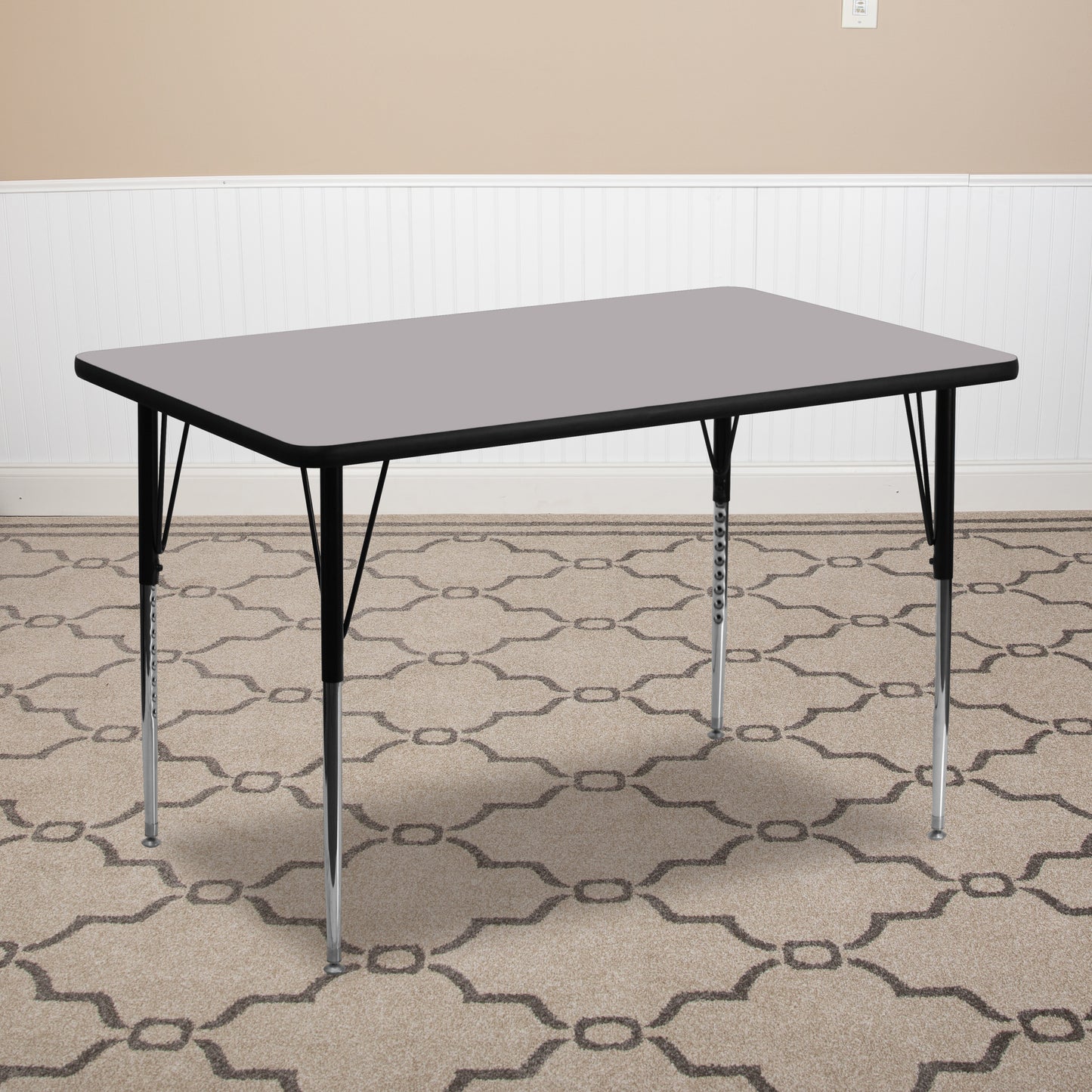 Wren 30''W x 72''L Rectangular Grey Thermal Laminate Activity Table - Standard Height Adjustable Legs