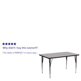 Wren 30''W x 72''L Rectangular Grey Thermal Laminate Activity Table - Standard Height Adjustable Legs