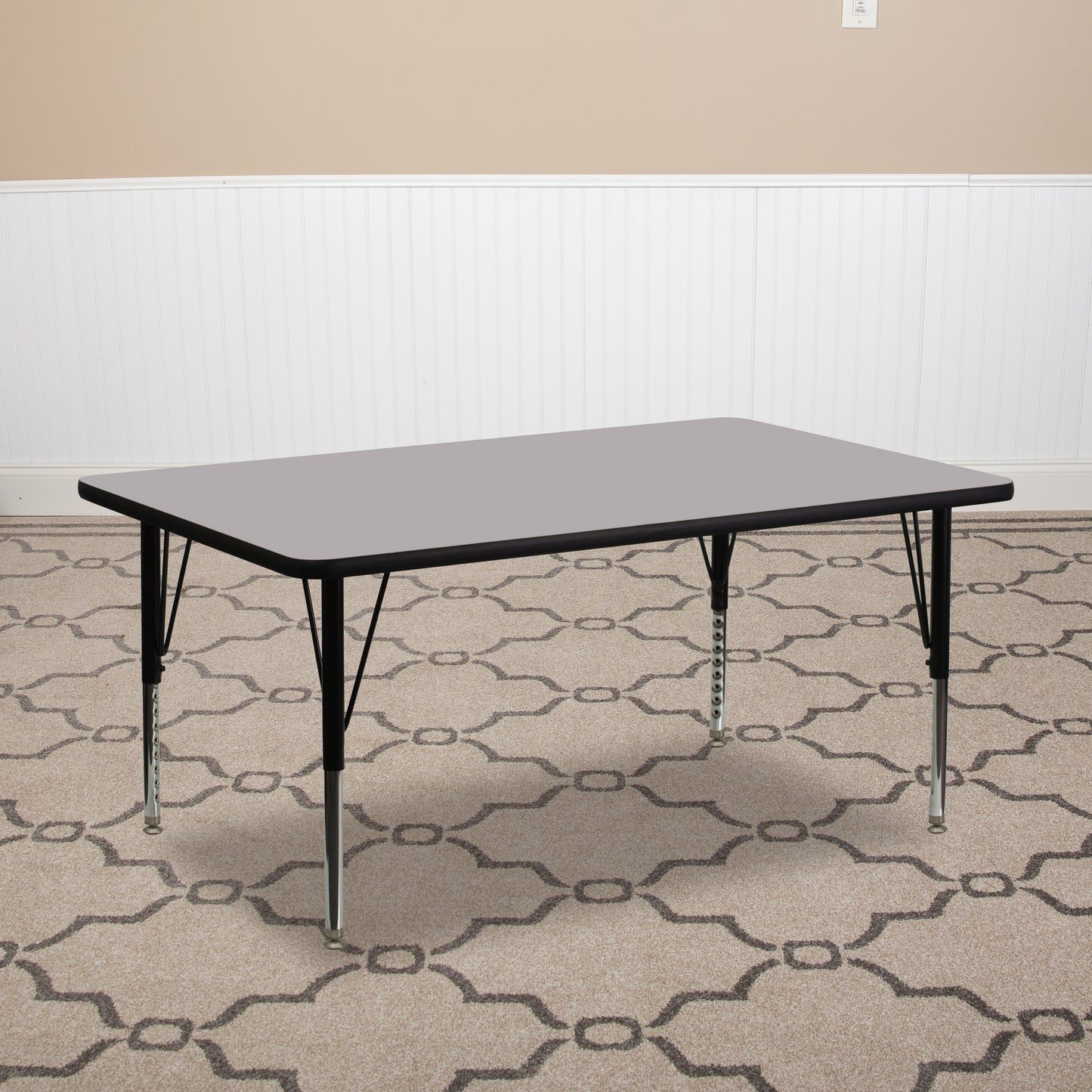 Wren 30''W x 72''L Rectangular Grey Thermal Laminate Activity Table - Height Adjustable Short Legs