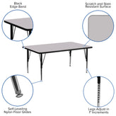 Wren 30''W x 72''L Rectangular Grey Thermal Laminate Activity Table - Height Adjustable Short Legs