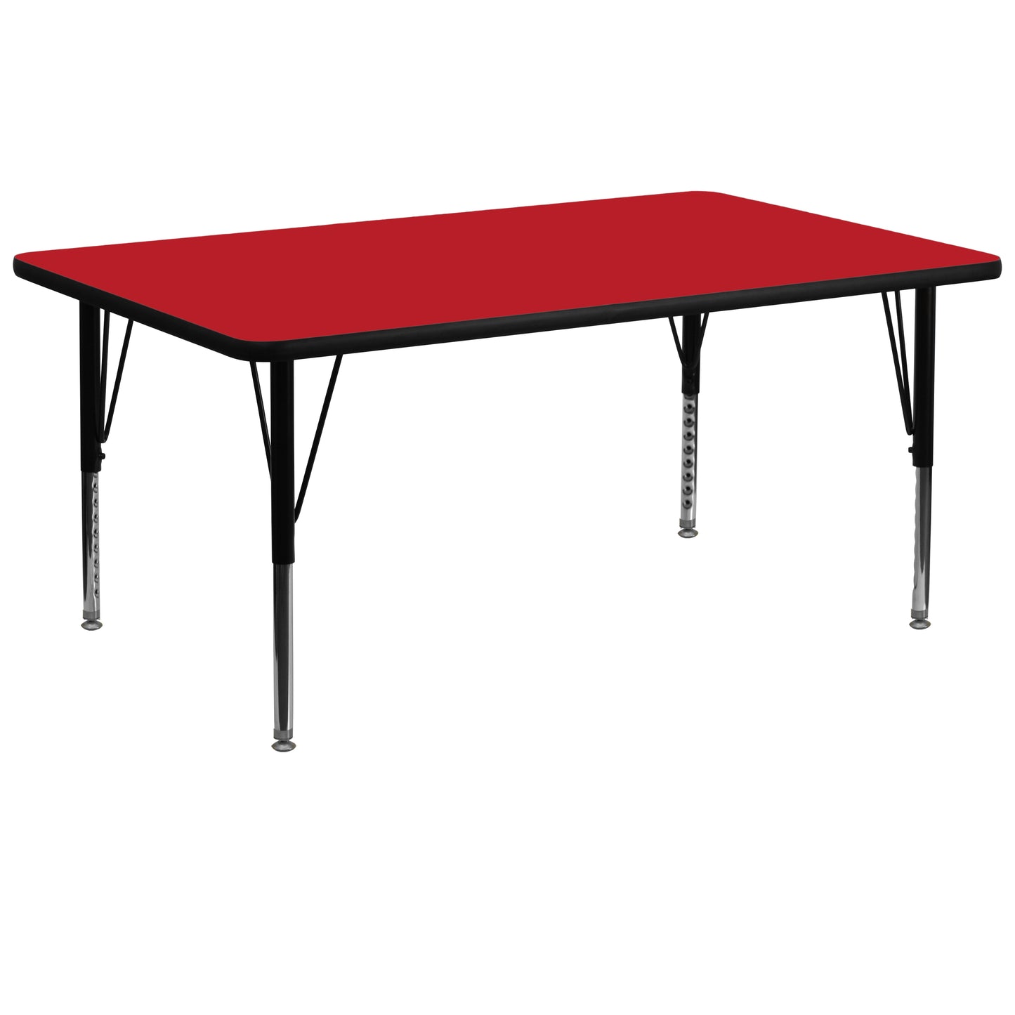 Wren 30''W x 72''L Rectangular Red HP Laminate Activity Table - Height Adjustable Short Legs