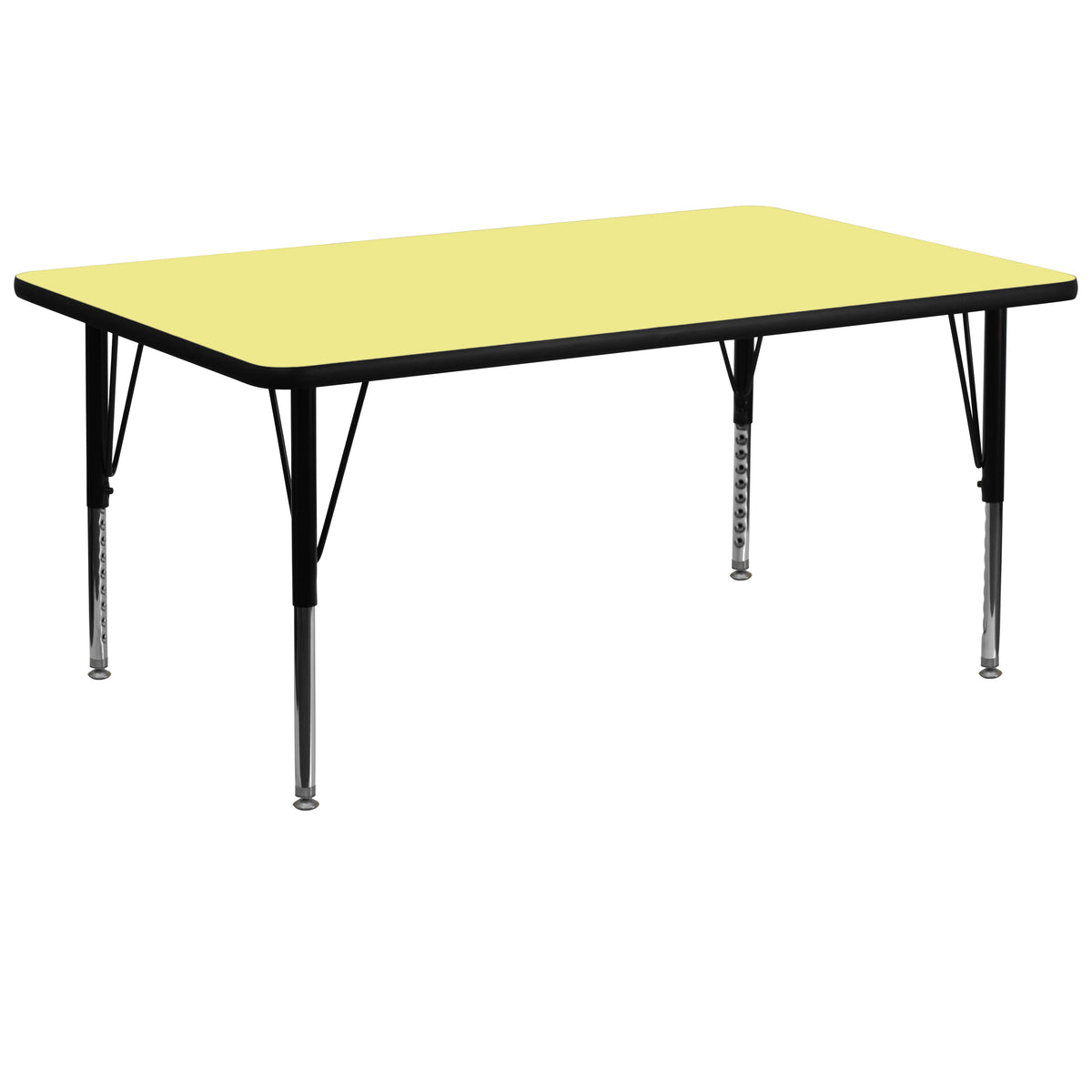 Wren 30''W x 72''L Rectangular Yellow Thermal Laminate Activity Table - Height Adjustable Short Legs
