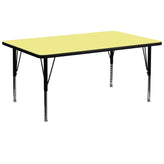 Wren 30''W x 72''L Rectangular Yellow Thermal Laminate Activity Table - Height Adjustable Short Legs