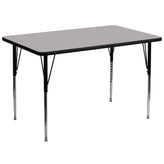 Wren 36''W x 72''L Rectangular Grey Thermal Laminate Activity Table - Standard Height Adjustable Legs