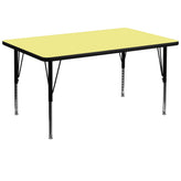 Wren 36''W x 72''L Rectangular Yellow Thermal Laminate Activity Table - Height Adjustable Short Legs
