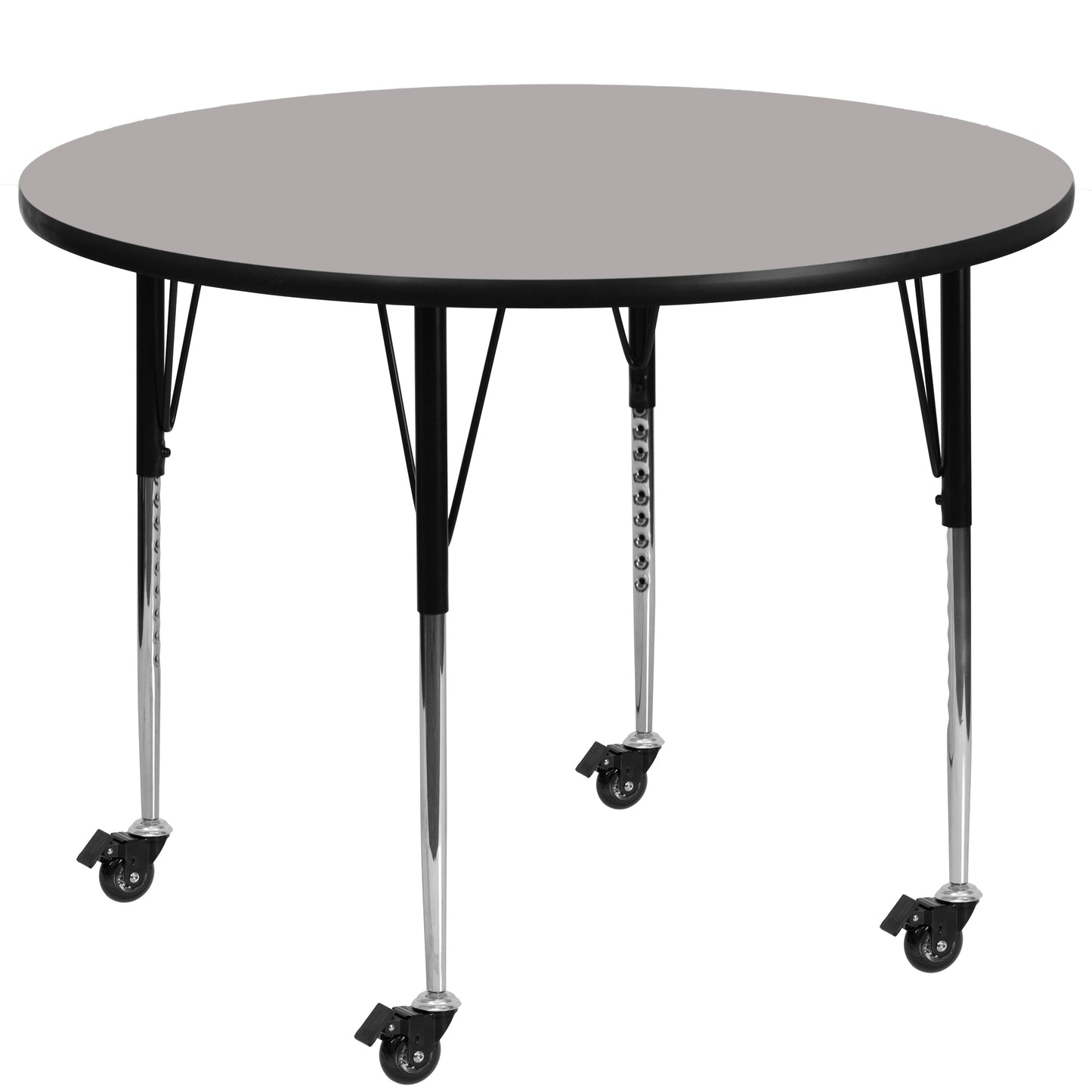 Wren Mobile 42'' Round Grey HP Laminate Activity Table - Standard Height Adjustable Legs