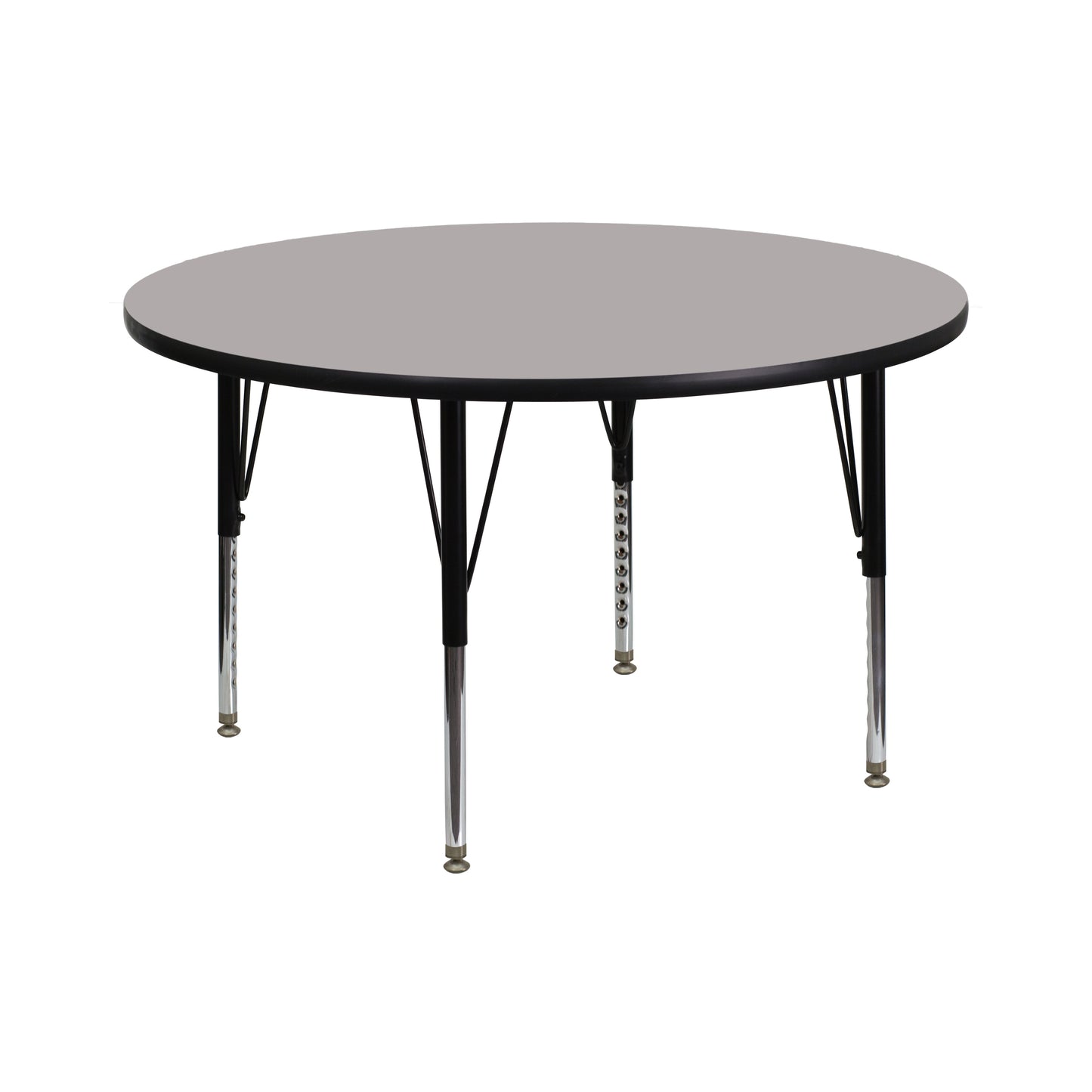 Wren 42'' Round Grey HP Laminate Activity Table - Height Adjustable Short Legs