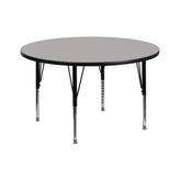 Wren 42'' Round Grey HP Laminate Activity Table - Height Adjustable Short Legs