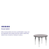 Wren 42'' Round Grey Thermal Laminate Activity Table - Standard Height Adjustable Legs