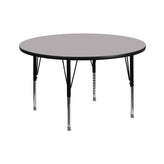 Wren 42'' Round Grey Thermal Laminate Activity Table - Height Adjustable Short Legs