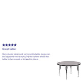 Wren 42'' Round Grey Thermal Laminate Activity Table - Height Adjustable Short Legs