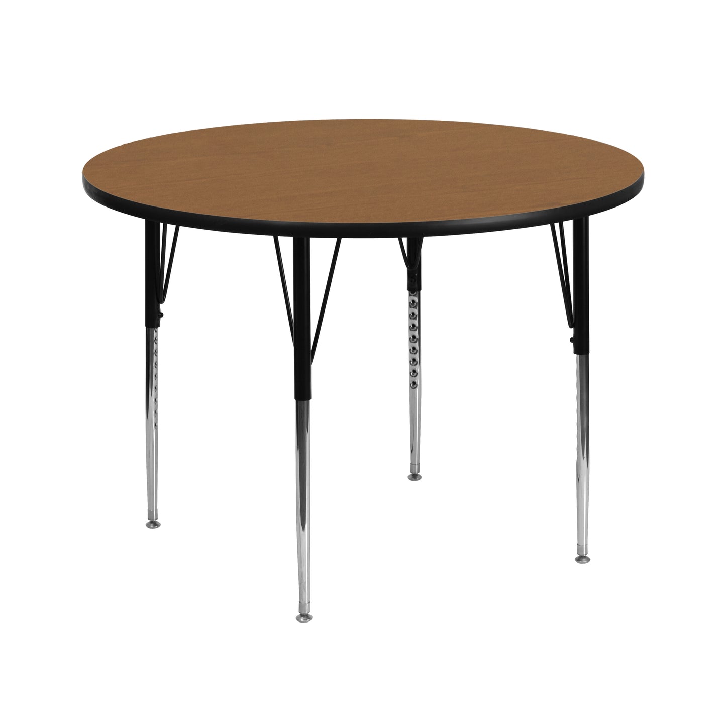 Wren 42'' Round Oak Thermal Laminate Activity Table - Standard Height Adjustable Legs