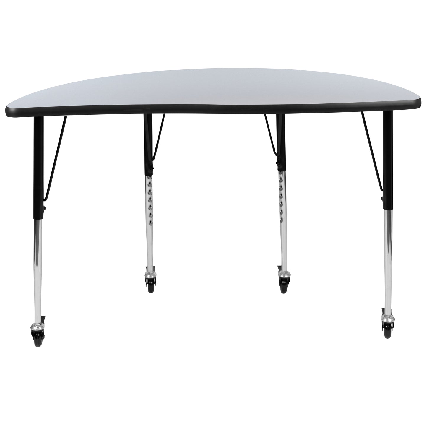 Wren Mobile 47.5" Half Circle Wave Flexible Collaborative Grey Laminate Activity Table - Standard Height Adjustable Legs