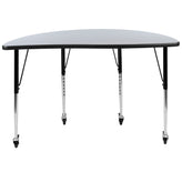 Wren Mobile 47.5" Half Circle Wave Flexible Collaborative Grey Laminate Activity Table - Standard Height Adjustable Legs