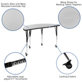 Wren Mobile 47.5" Half Circle Wave Flexible Collaborative Grey Laminate Activity Table - Standard Height Adjustable Legs