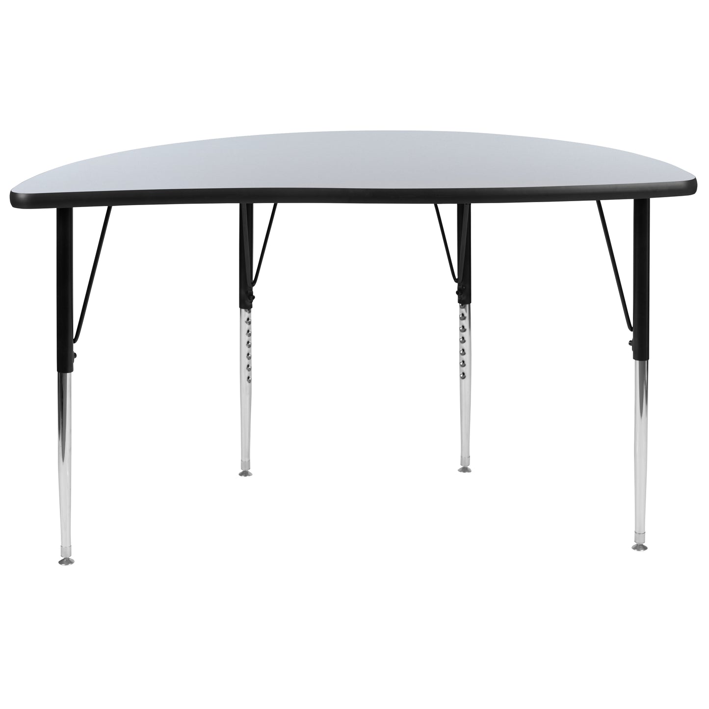 Wren 47.5" Half Circle Wave Flexible Collaborative Grey Thermal Laminate Activity Table - Standard Height Adjustable Legs