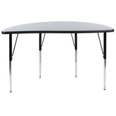 Wren 47.5" Half Circle Wave Flexible Collaborative Grey Thermal Laminate Activity Table - Standard Height Adjustable Legs