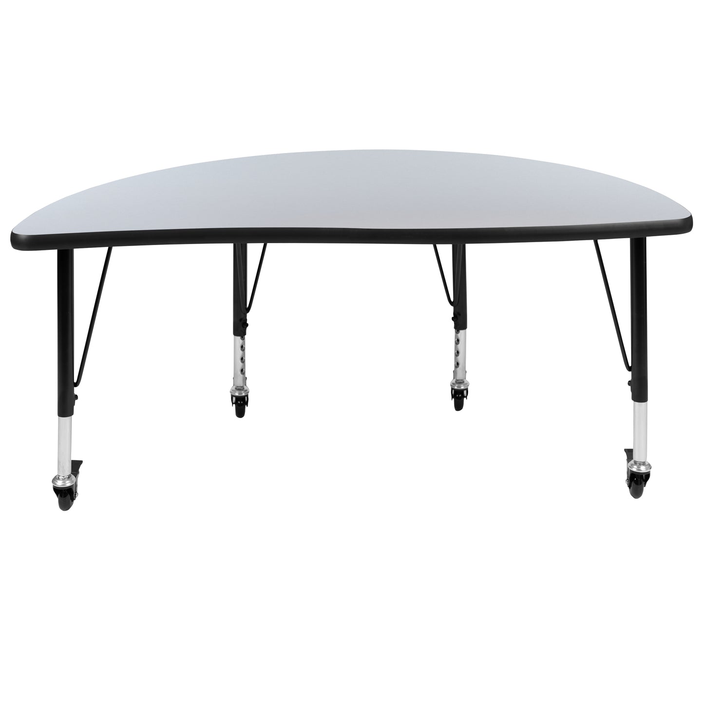 Wren Mobile 47.5" Half Circle Wave Flexible Collaborative Grey Thermal Laminate Activity Table - Height Adjust Short Legs