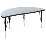 Wren 47.5" Half Circle Wave Flexible Collaborative Grey Thermal Laminate Activity Table - Height Adjustable Short Legs