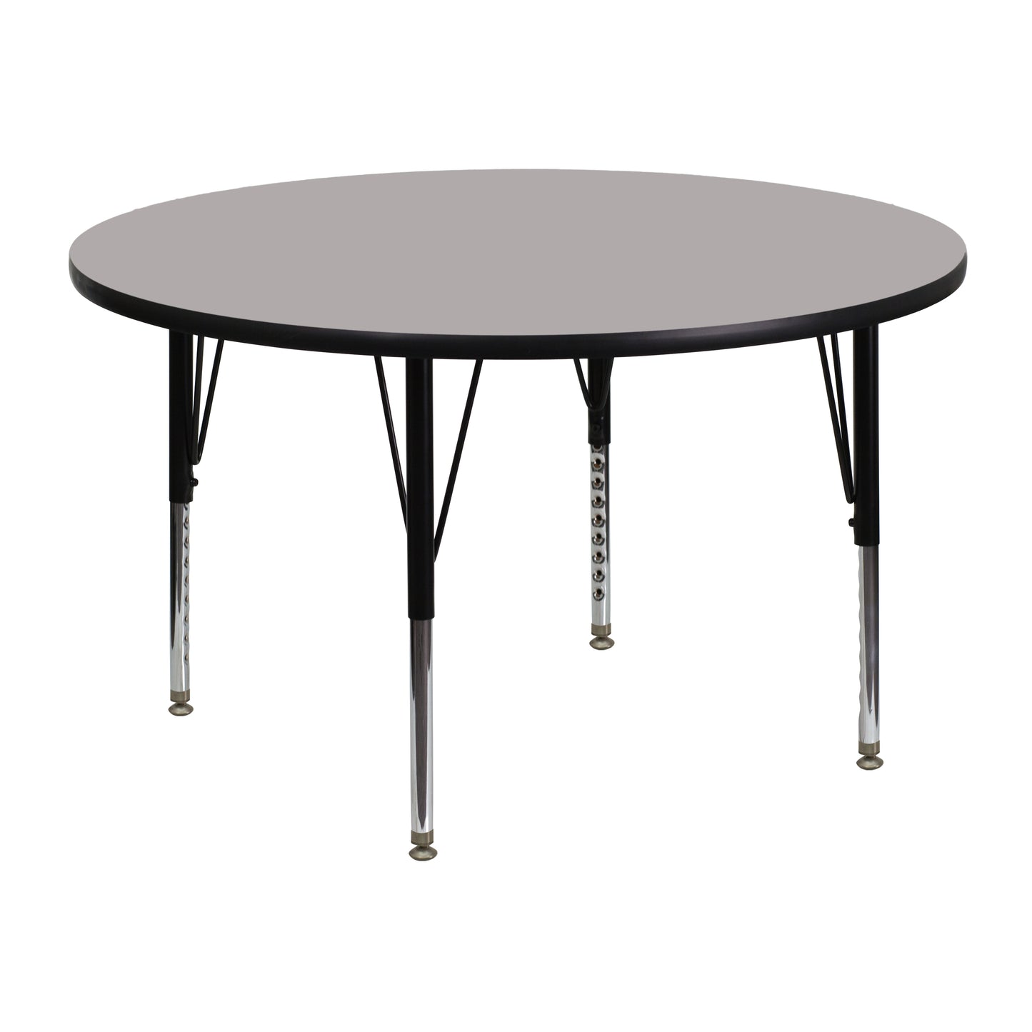 Wren 48'' Round Grey HP Laminate Activity Table - Height Adjustable Short Legs