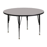 Wren 48'' Round Grey HP Laminate Activity Table - Height Adjustable Short Legs