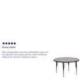 Wren 48'' Round Grey HP Laminate Activity Table - Height Adjustable Short Legs