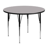 Wren 48'' Round Grey Thermal Laminate Activity Table - Standard Height Adjustable Legs