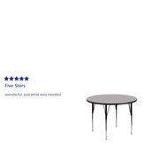 Wren 48'' Round Grey Thermal Laminate Activity Table - Standard Height Adjustable Legs