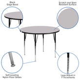 Wren 48'' Round Grey Thermal Laminate Activity Table - Standard Height Adjustable Legs