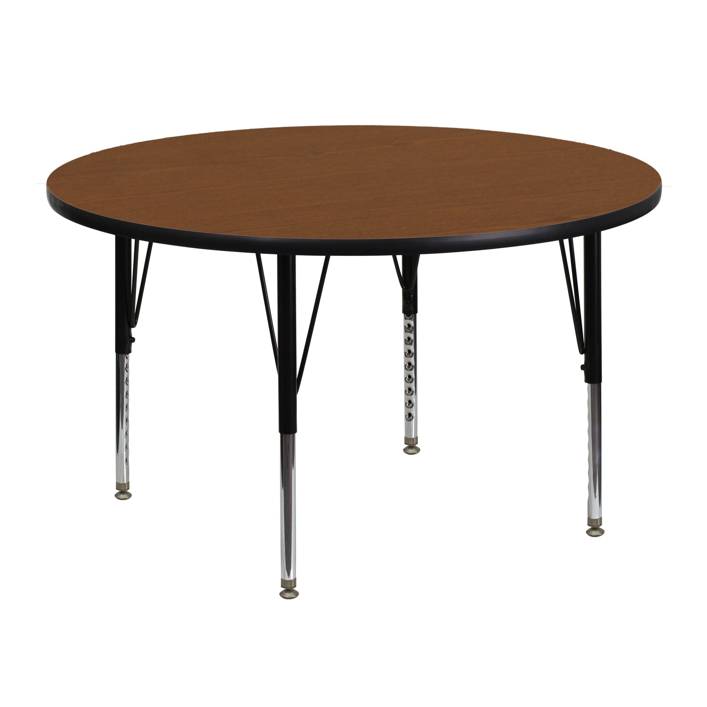 Wren 48'' Round Oak HP Laminate Activity Table - Height Adjustable Short Legs