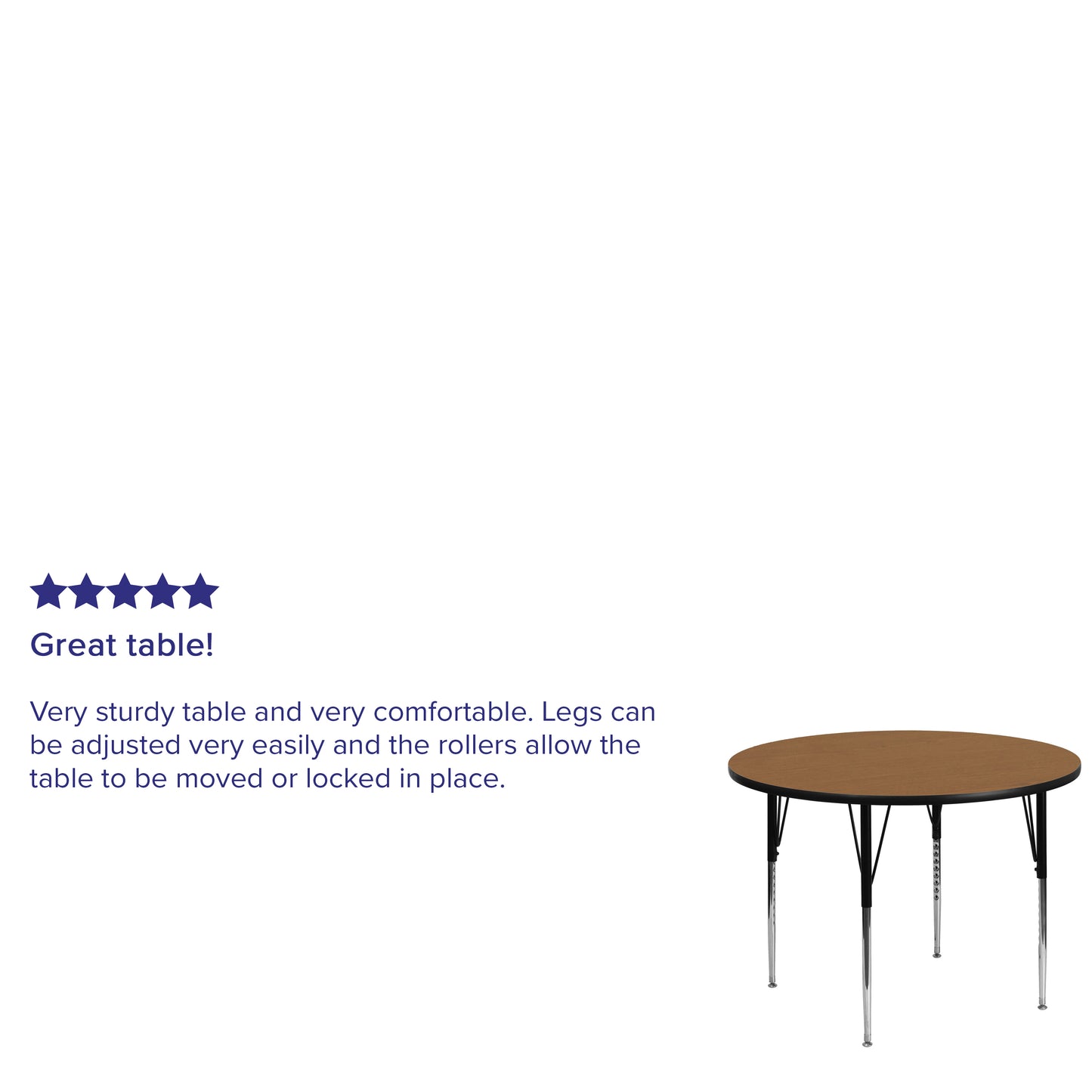 Wren 48'' Round Oak Thermal Laminate Activity Table - Standard Height Adjustable Legs