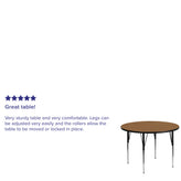 Wren 48'' Round Oak Thermal Laminate Activity Table - Standard Height Adjustable Legs