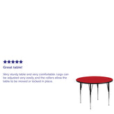 Wren 48'' Round Red HP Laminate Activity Table - Standard Height Adjustable Legs