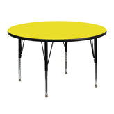 Wren 48'' Round Yellow HP Laminate Activity Table - Height Adjustable Short Legs