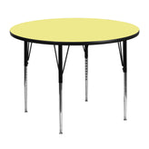 Wren 48'' Round Yellow Thermal Laminate Activity Table - Standard Height Adjustable Legs