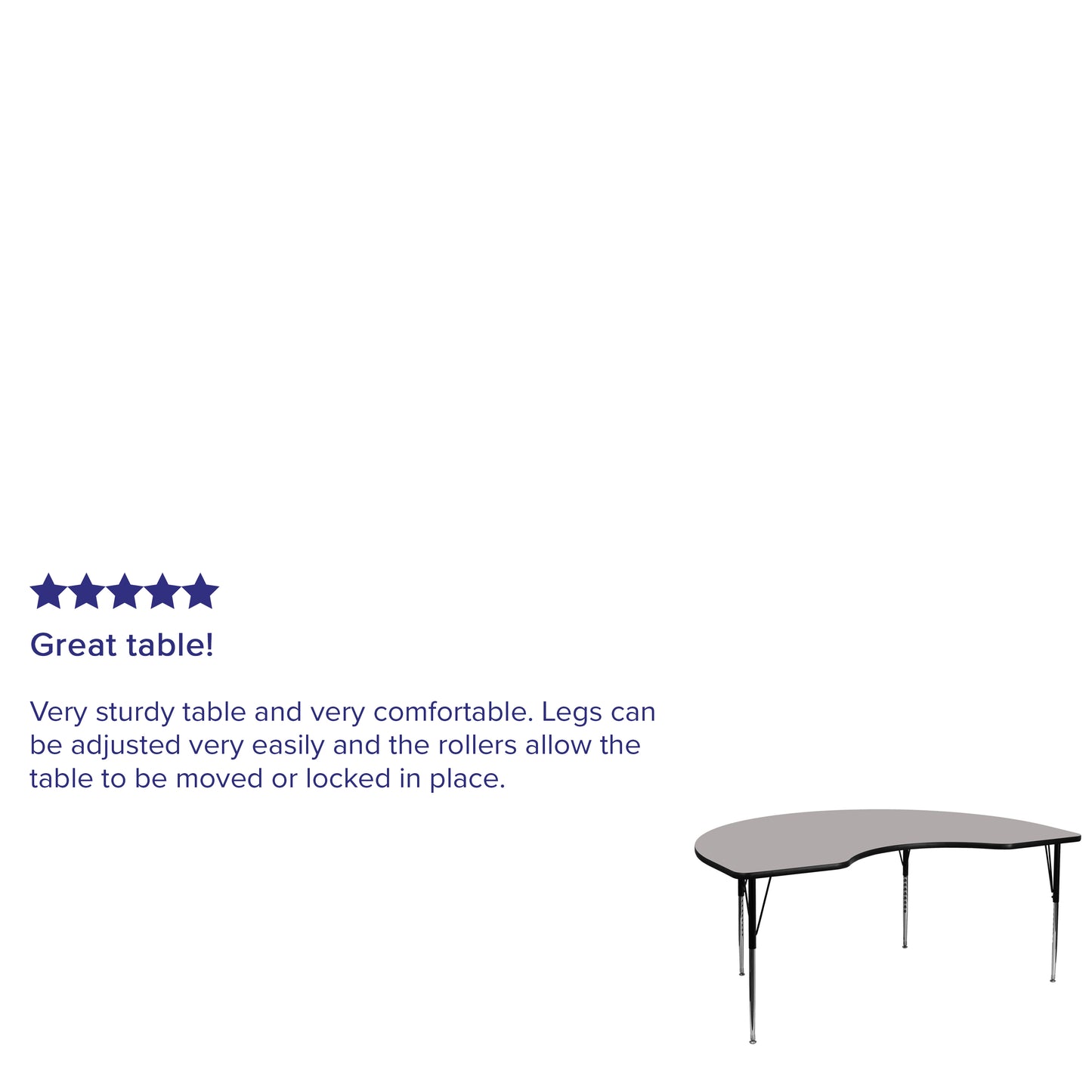 Wren 48''W x 72''L Kidney Grey HP Laminate Activity Table - Standard Height Adjustable Legs