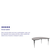 Wren 48''W x 72''L Kidney Grey HP Laminate Activity Table - Standard Height Adjustable Legs