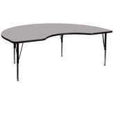 Wren 48''W x 72''L Kidney Grey HP Laminate Activity Table - Height Adjustable Short Legs