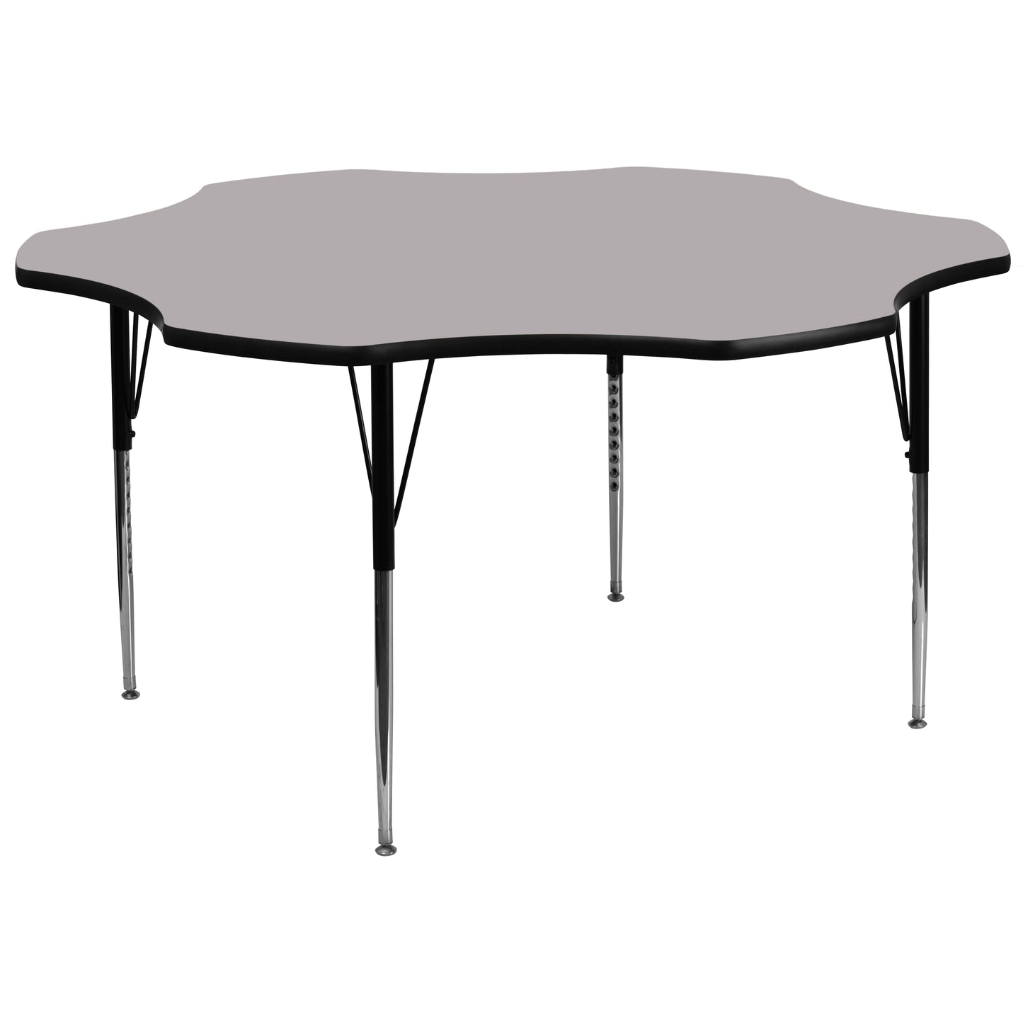Wren 60'' Flower Grey Thermal Laminate Activity Table - Standard Height Adjustable Legs