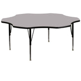 Wren 60'' Flower Grey Thermal Laminate Activity Table - Height Adjustable Short Legs