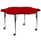 Wren Mobile 60'' Flower Red Thermal Laminate Activity Table - Standard Height Adjustable Legs