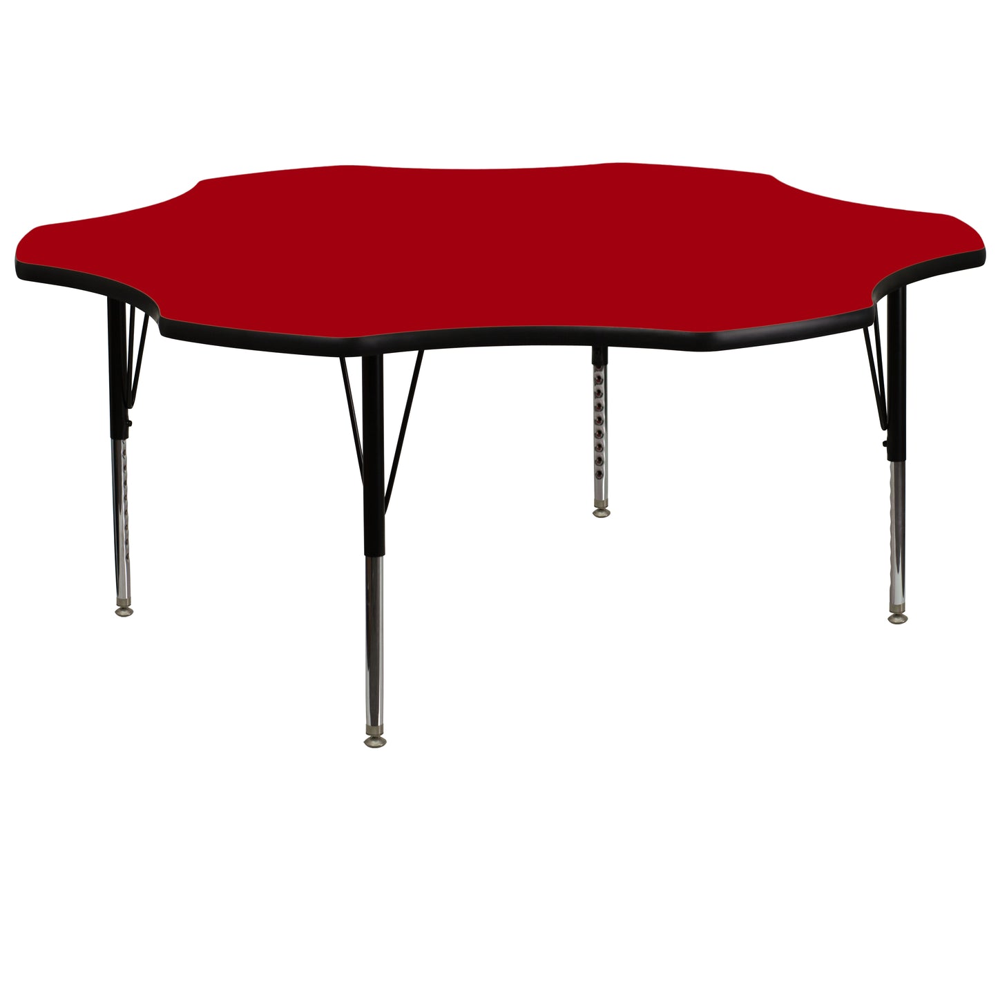 Wren 60'' Flower Red Thermal Laminate Activity Table - Height Adjustable Short Legs