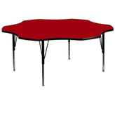 Wren 60'' Flower Red Thermal Laminate Activity Table - Height Adjustable Short Legs