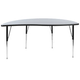 Wren 60" Half Circle Wave Flexible Collaborative Grey Thermal Laminate Activity Table - Standard Height Adjustable Legs