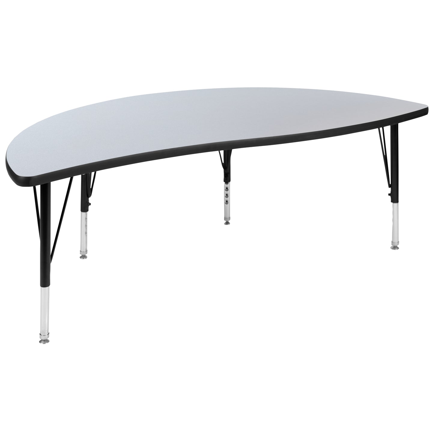 Wren 60" Half Circle Wave Flexible Collaborative Grey Thermal Laminate Activity Table - Height Adjustable Short Legs