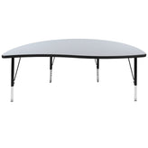 Wren 60" Half Circle Wave Flexible Collaborative Grey Thermal Laminate Activity Table - Height Adjustable Short Legs