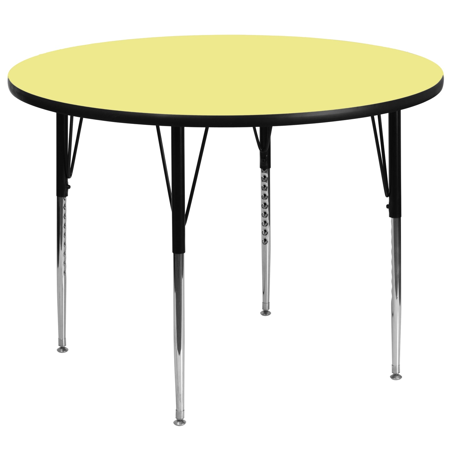 Wren 60'' Round Yellow Thermal Laminate Activity Table - Standard Height Adjustable Legs