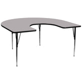 Wren 60''W x 66''L Horseshoe Grey Thermal Laminate Activity Table - Standard Height Adjustable Legs